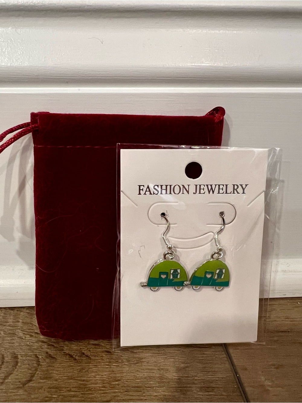 Fashion Jewelry Green & Blue Camper Dangle Earrings